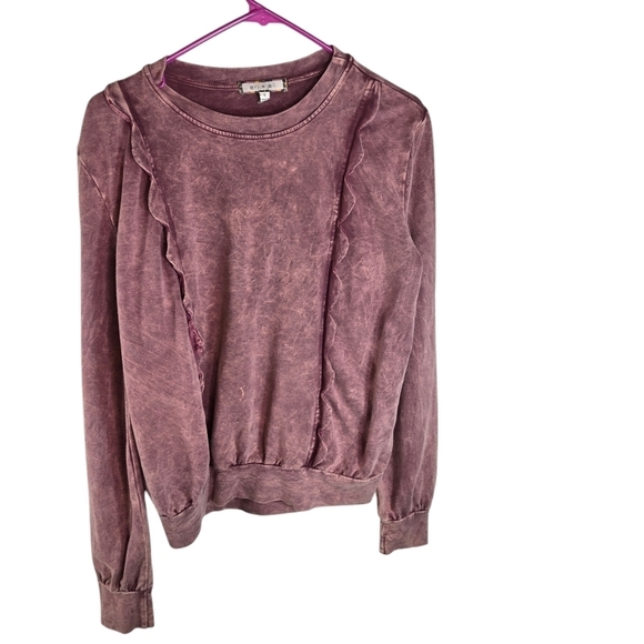 Anthropologie eri + ali weckerlie scalloped dusty mauve ruffle sweatshirt - Picture 2 of 8